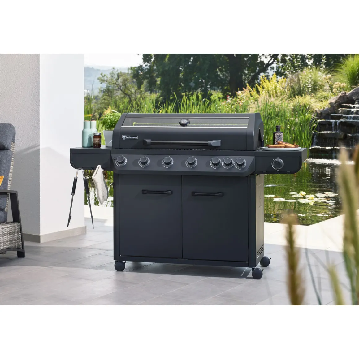 Rothmann Gasgrillwagen Vulcano 6 Turbo Plus Black Edition