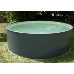 Rundbecken-Set Anthrazit 350 x 90 cm Innenauskleidung sand