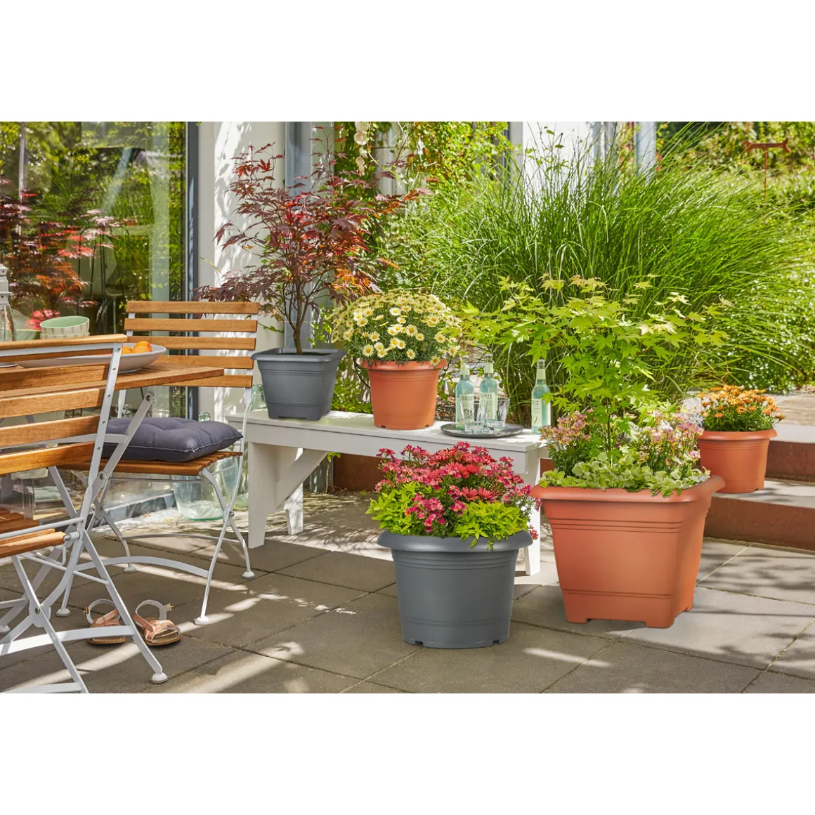 Scheurich Pflanzgefäß Durchmesser 30 cm Metallic grey