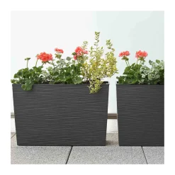 Siena Garden Pflanzgefäß Loire 56 x 19 x 36,5 cm graphit Rillenoptik