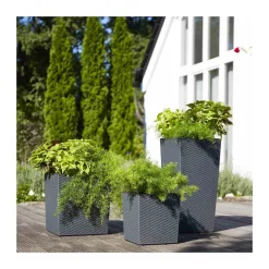 Siena Garden Pflanzgefäß Marle 25 x 25 x 26 cm graphit Rattanoptik