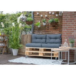 Siena Garden Sitz-/Rückenkissen Almaaz 4-teilig für Euro-Palette grau