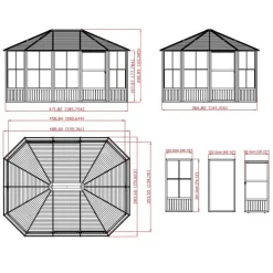 Sojag Pavillon Kaltwintergarten Charleston 1215 383,6x488,6x280,89cm Anthrazit