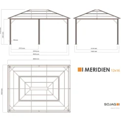 Sojag Pavillon Meridien 1216 inkl. Moskitonetz 365x485x270cm Anthrazit