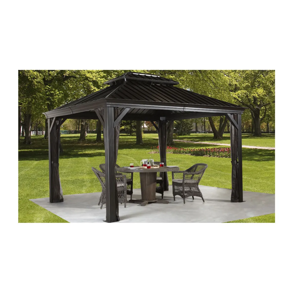 Sojag Pavillon Messina 1012 inkl. Moskitonetz 298x363x291,5cm Anthrazit