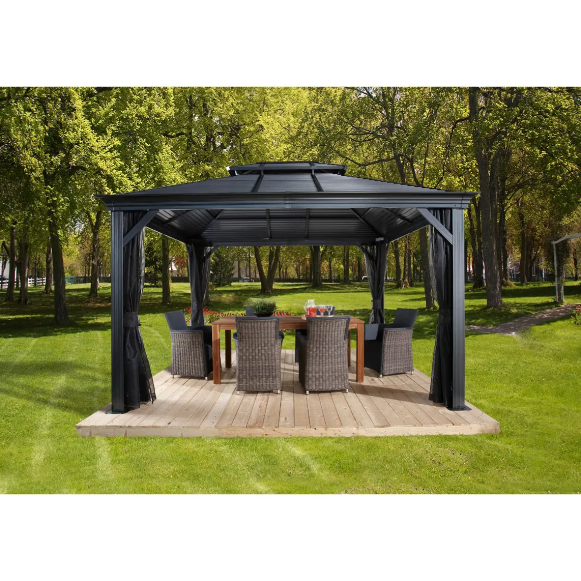 Sojag Pavillon Mykonos 1014 inkl. Moskitonetz 299x425x291,4cm Basaltgrau