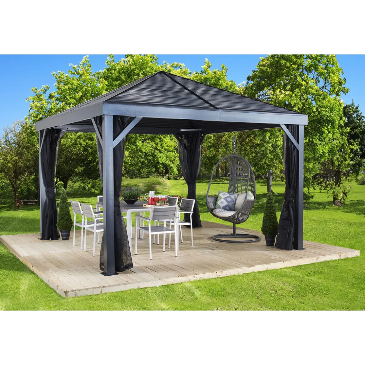 Sojag Pavillon South Beach 1212 364,3x364,3x310cm Basaltgrau