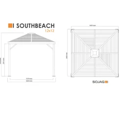 Sojag Pavillon South Beach 1212 364,3x364,3x310cm Basaltgrau