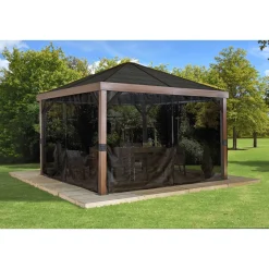 Sojag Pavillon Valencia 1212 inkl. Moskitonetz 364,3x364,3x310cm Holzoptik
