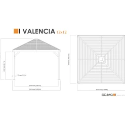 Sojag Pavillon Valencia 1212 inkl. Moskitonetz 364,3x364,3x310cm Holzoptik