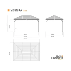 Sojag Pavillon Ventura 1014 295,5x423x261cm Basaltgrau