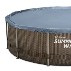 Summer Waves Active Frame Pool 457x457x107cm Rattan Braun