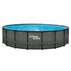 Summer Waves Elite Frame Pool 549x549x132cm Rattan Grau