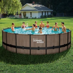 Summer Waves Elite Frame Pool 549x549x132cm Teak Optik
