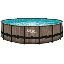 Summer Waves Elite Frame Pool 488x488x122cm Teak Optik