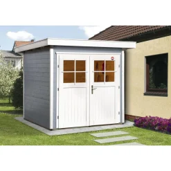 Weka Blockbohlenhaus 227 Größe 1 21 mm grau