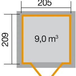 Weka Gartenhaus 226 237 x 231 x 252 cm schwarz