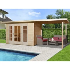 Weka Gartenhaus Panorama 172 Größe 1/2 Anbau 300 cm 590 x 290 x 216 cm