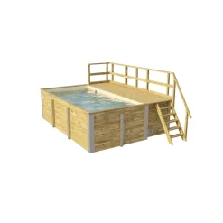 Weka Pool Rechteckig Größe 1 b 308,5 x 401,5 cm inkl Technikraum/Sonnendeck und FilteranlageFolie sand/mosaik