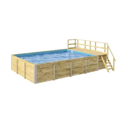 Weka Pool Rechteckig Größe 2 b 401,5 x 641,5 cm inkl Technikraum/Sonnendeck und FilteranlageFolie blau 0,6 mm
