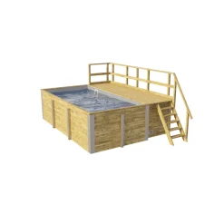 Weka Pool Rechteckig Größe 1 b 308,5 x 401,5 cm inkl Technikraum/Sonnendeck und FilteranlageFolie hellgrau