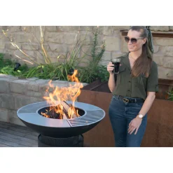 Westmann Feuerschale Feuerstelle inkl. Grillrost 75x75x94cm Schwarz