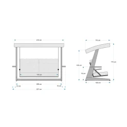 Westmann Hollywoodschaukel Viva 2400 115x237x175cm Anthrazit