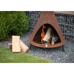 Westmann Terrassenofen Gartenkamin inkl. Rauchablass 70x70x160cm Rost