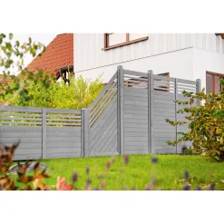 Zaunserie Malmö Abschluss links 90 x 180/90 cm Fichte basaltgrau lasiert